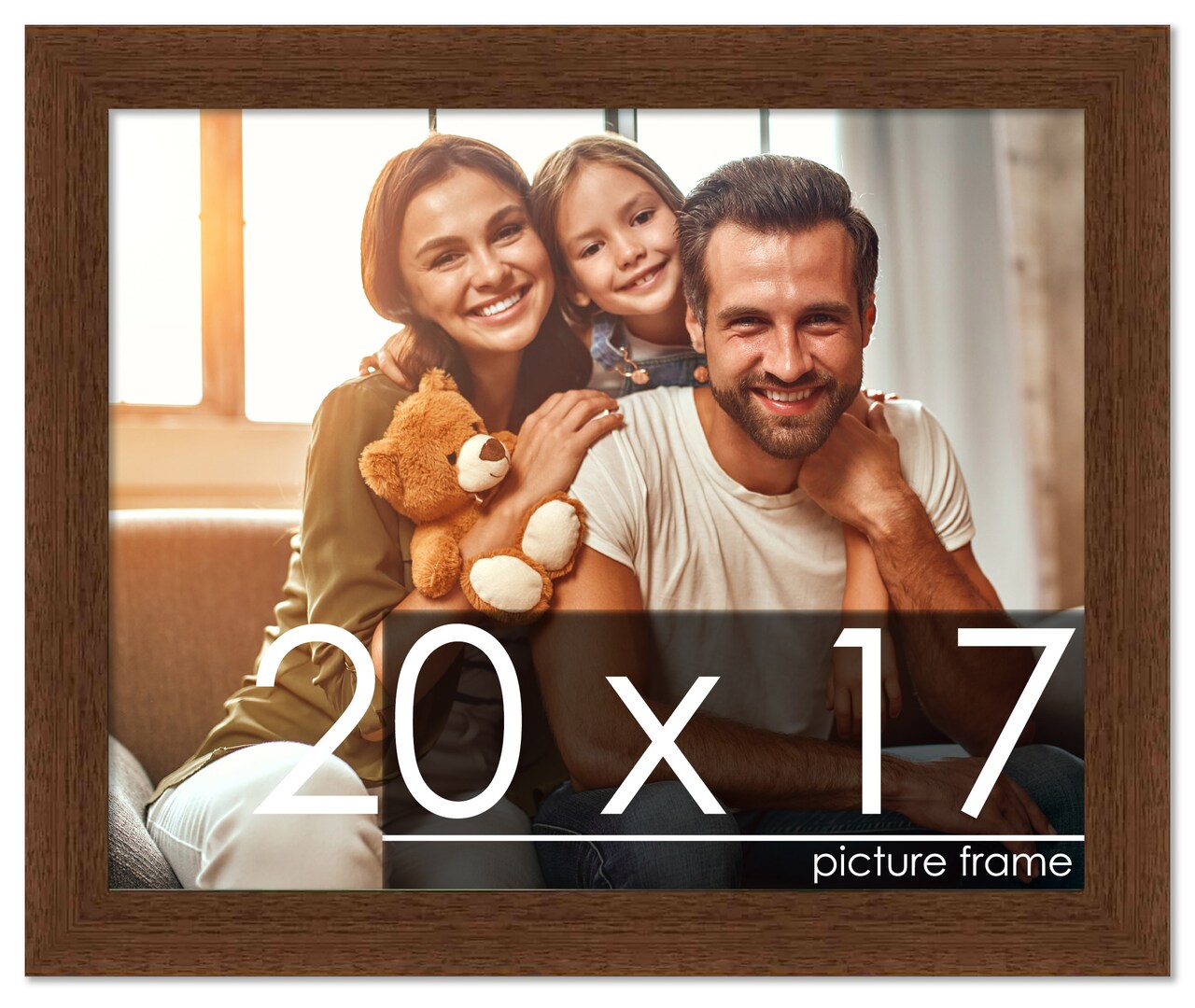 Simple Brown Picture Frame - UV Acrylic, Backing Board, Hanging Hardware Included